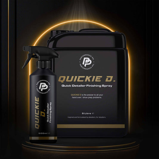 Quickie D is a completely streak free quick detailer, so it’s perfect for wipe downs, finishing details, or hand overs but it also offers insane gloss